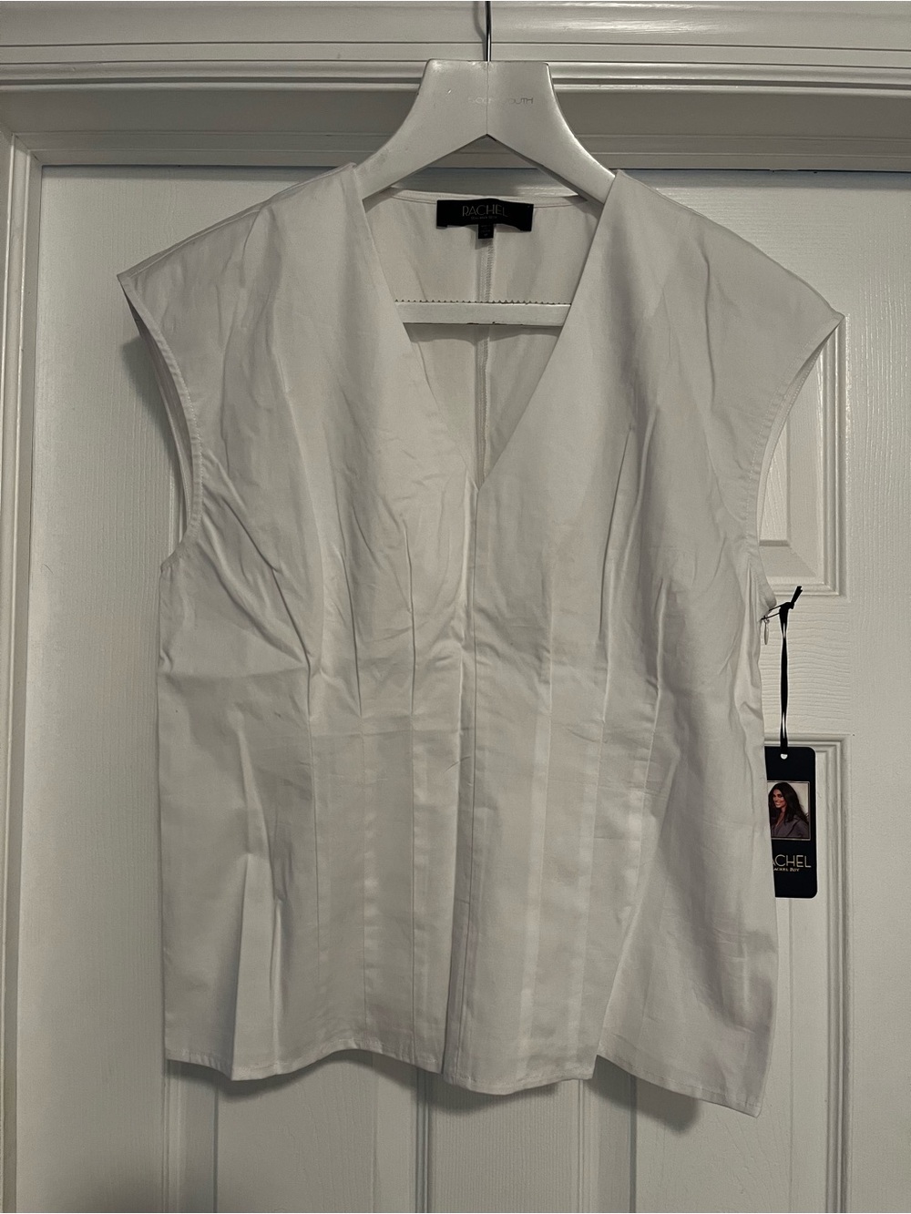 White V-Neck Cap Sleeve Blouse